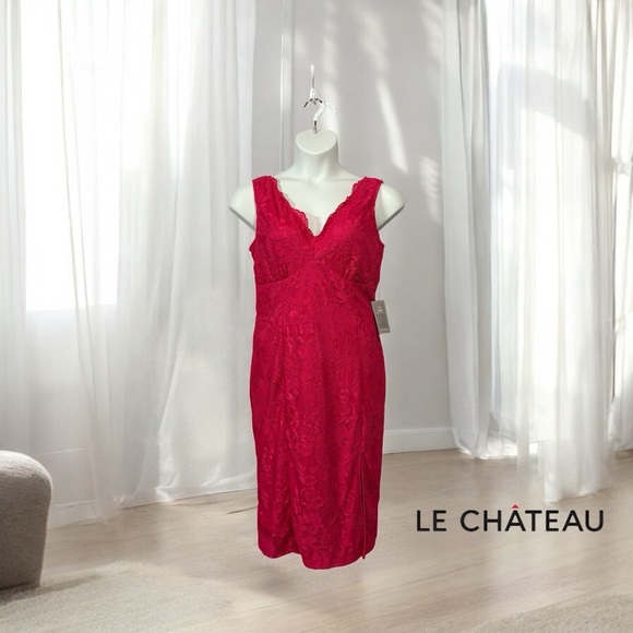 Le Château, Fuchsia Lace Dress, Size Large - Picture 1 of 9